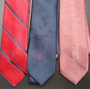 3 YVES SAINT LAURENT Men’s Silk Ties YSL Logo set/lot
